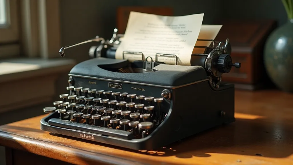 A restored typewriter with a handwritten poem.