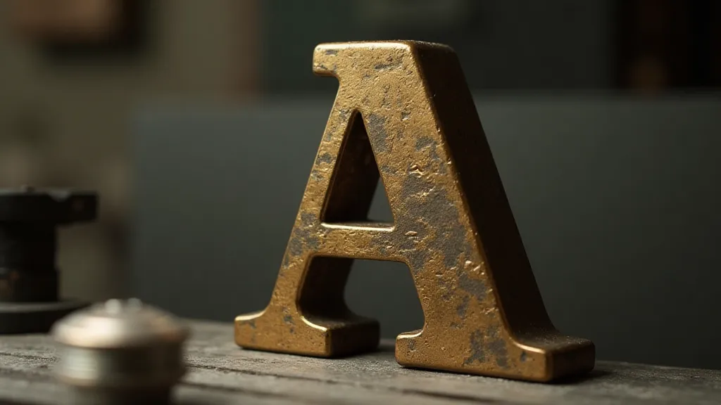 Vintage brass typewriter character 'A'