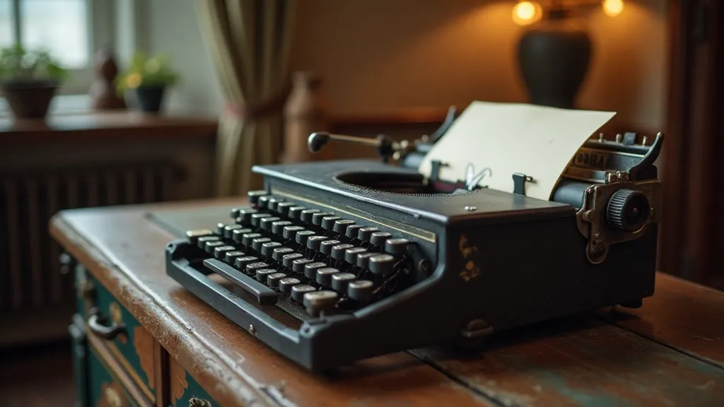 Antique typewriter on a vintage desk