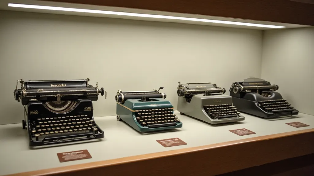 Display of antique typewriters