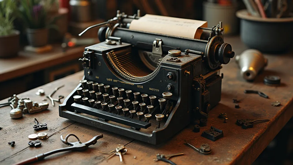 Vintage Underwood typewriter disassembled on a workbench